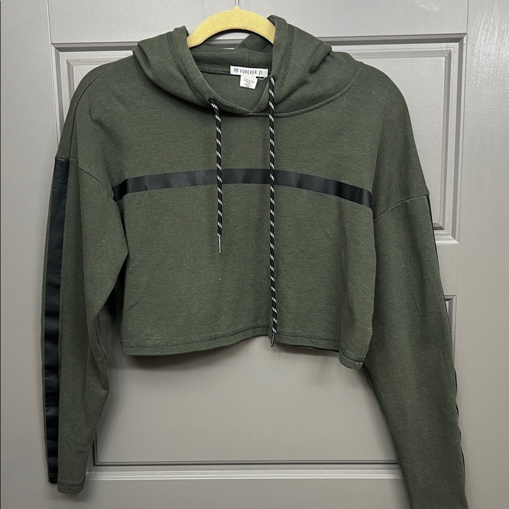 Forever 21 Olive Hoodie with Black Accents